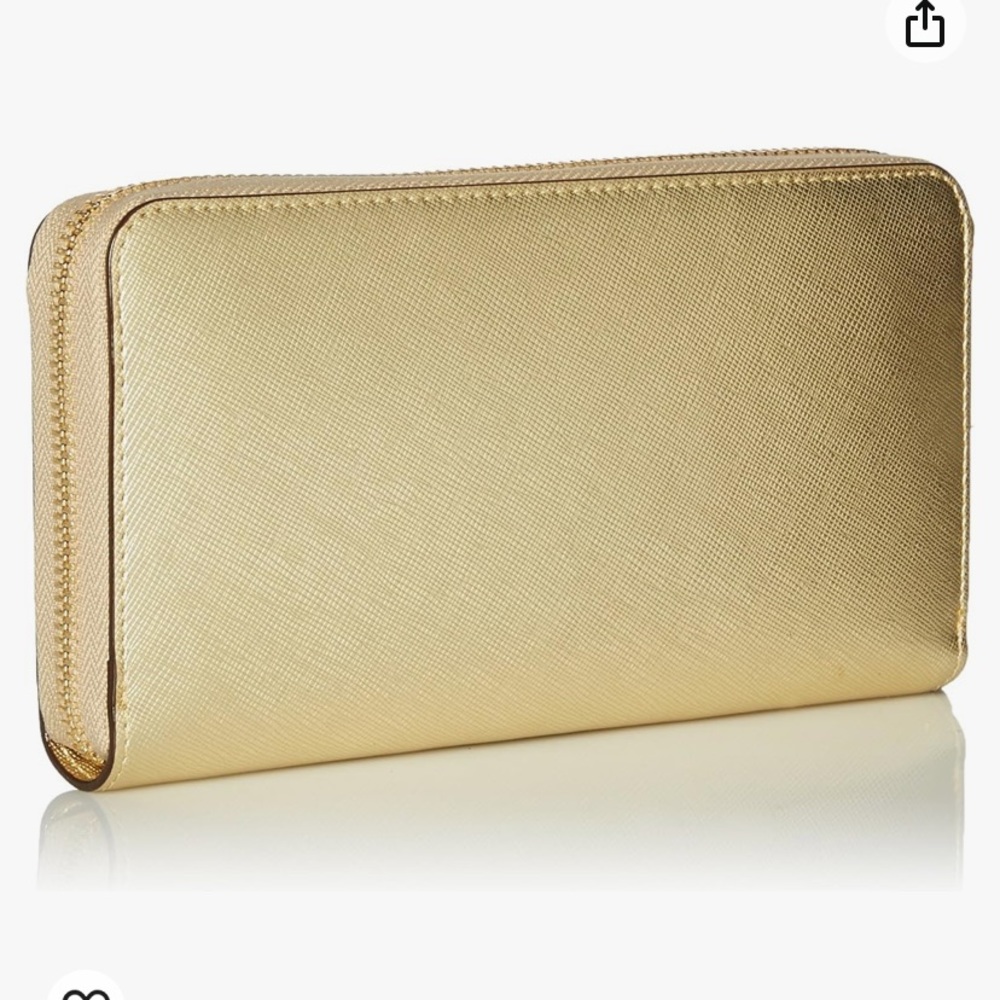 EUC Kate  Spade  gold leather wristlet.  Zipper closure - Picture 2 of 10